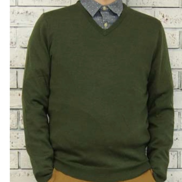 J Crew Merino Wool Vneck Olive Green 